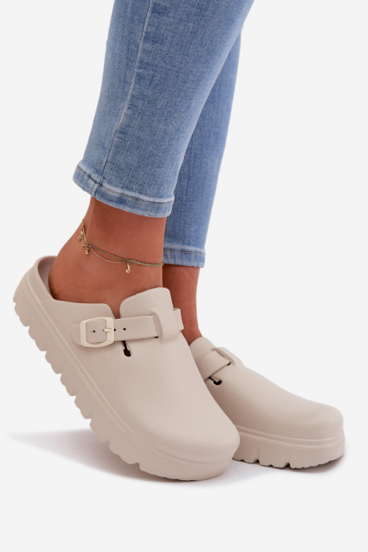 Chinelos leves Chinelos femininos com alças I com fivelas bege Larinie