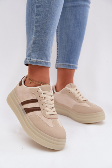 À modalo de tênis Feminino com uma plataforma bege Galleria 2