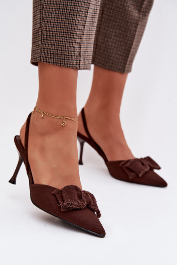 Sandálias femininas com salto fino com fitas CzekoladoParae Hestia 2