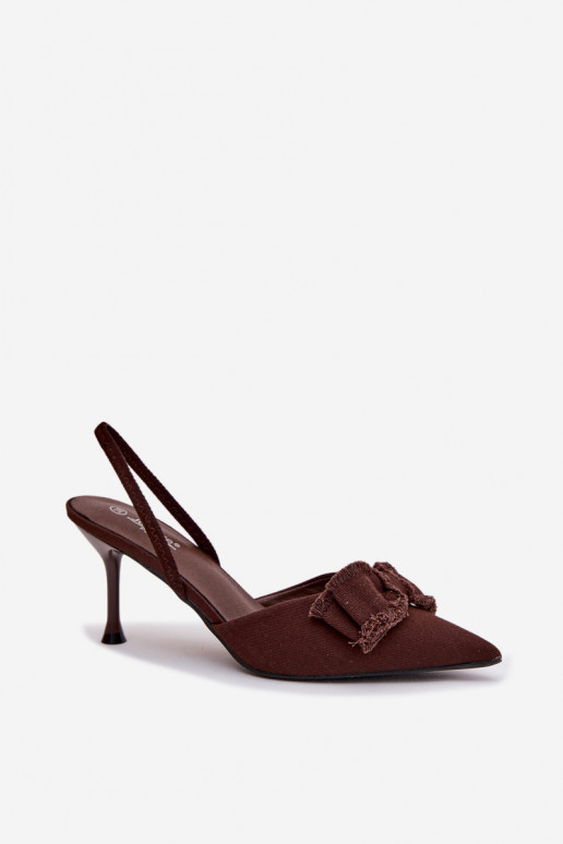 Sandálias femininas com salto fino com fitas CzekoladoParae Hestia