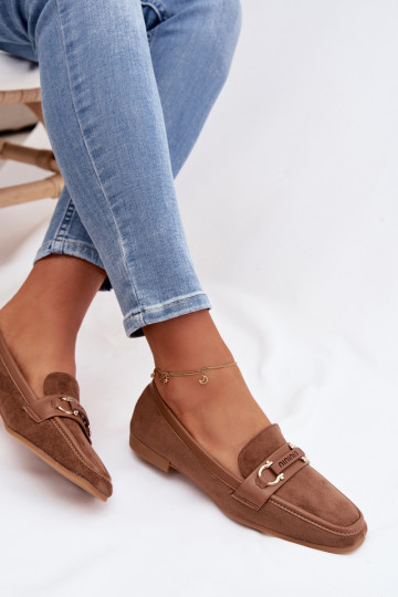 Mocassins Mocassins Feminino Com decorações Elemento cor marrom Evelora