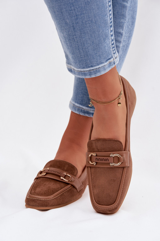 Mocassins Mocassins Feminino Com decorações Elemento cor marrom Evelora