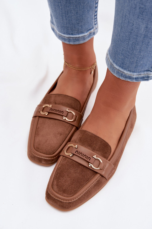 Mocassins Mocassins Feminino Com decorações Elemento cor marrom Evelora