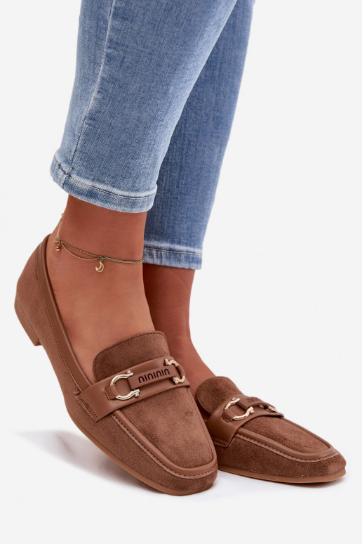 Mocassins Mocassins Feminino Com decorações Elemento cor marrom Evelora