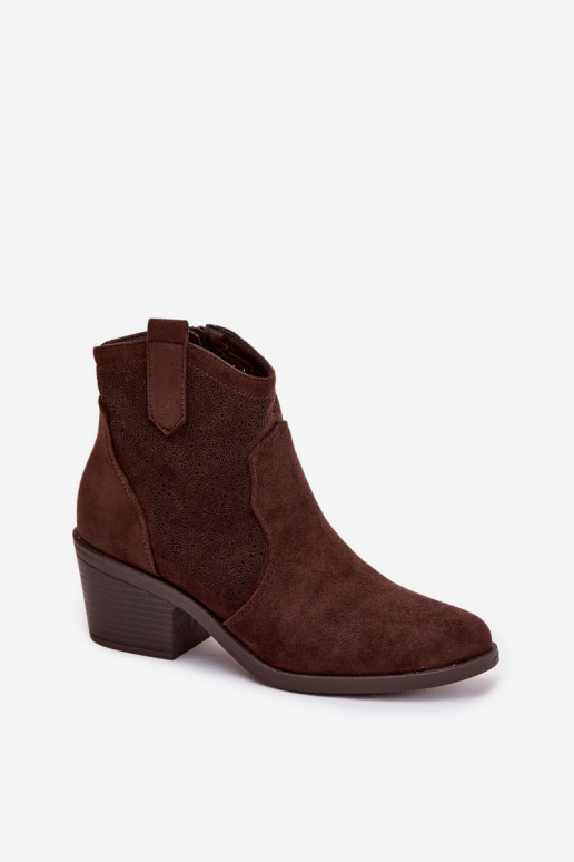 Botas a céu aberto Feminino com salto S.Barski HY61-8013 CzekoladoParae