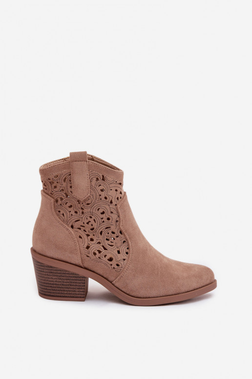 Botas a céu aberto estilo vaqueiro Feminino com salto S.Barski HY61-8012 bege