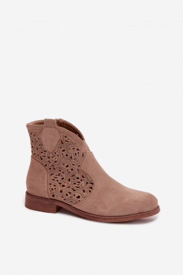 Botas a céu aberto Feminino com salto largo S.Barski HY61-8026 bege 2