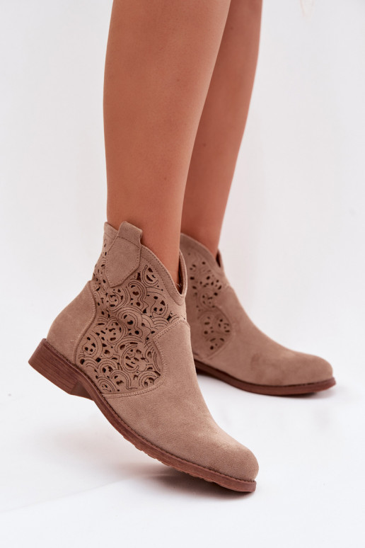 Botas a céu aberto Feminino com salto largo S.Barski HY61-8026 bege