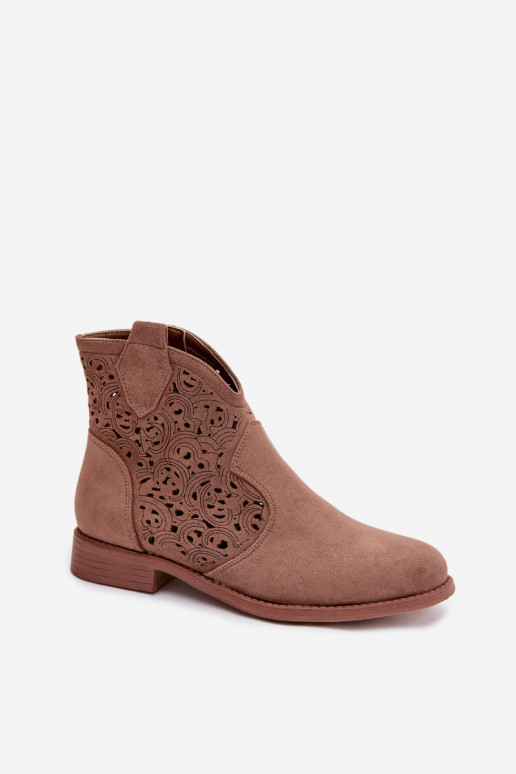 Botas a céu aberto Feminino com salto largo S.Barski HY61-8026 cor marrom