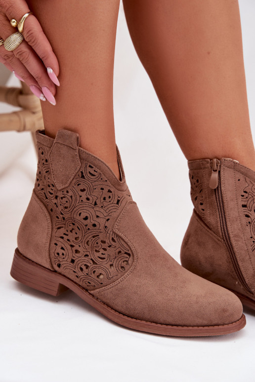 Botas a céu aberto Feminino com salto largo S.Barski HY61-8026 cor marrom