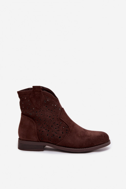 Botas a céu aberto Feminino com salto largo S.Barski HY61-8026 CzekoladoParae