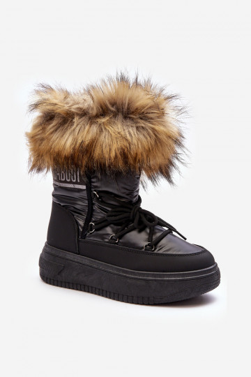 Botas de neve femininas com pelúcia e plataforma cor preta Įjungtabilla 2
