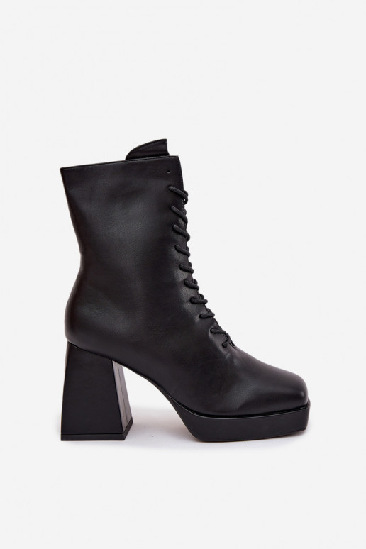 Botas femininas aquecimento com salto Com uma renda cor preta Juvina
