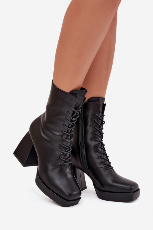 Botas femininas aquecimento com salto Com uma renda cor preta Juvina