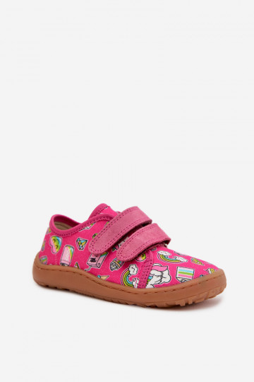 Chinelos infantis Barefoot Froddo Canvas G1700440-10 cor rosa