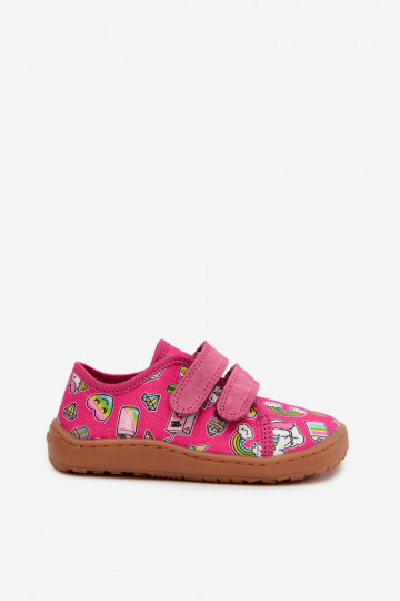 Chinelos infantis Barefoot Froddo Canvas G1700440-10 cor rosa 2