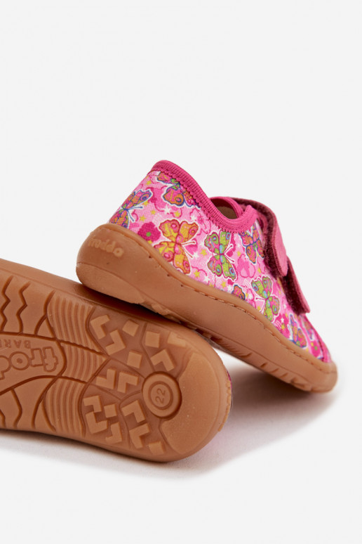 Chinelos Infantil Barefoot Borboletas Froddo Canvas G1700440-11 cor rosa
