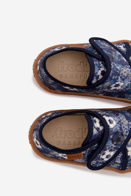 Chinelos Infantil Rapazes com fixadores adesivos Barefoot Bolas Froddo G1700438-6 azul escuro