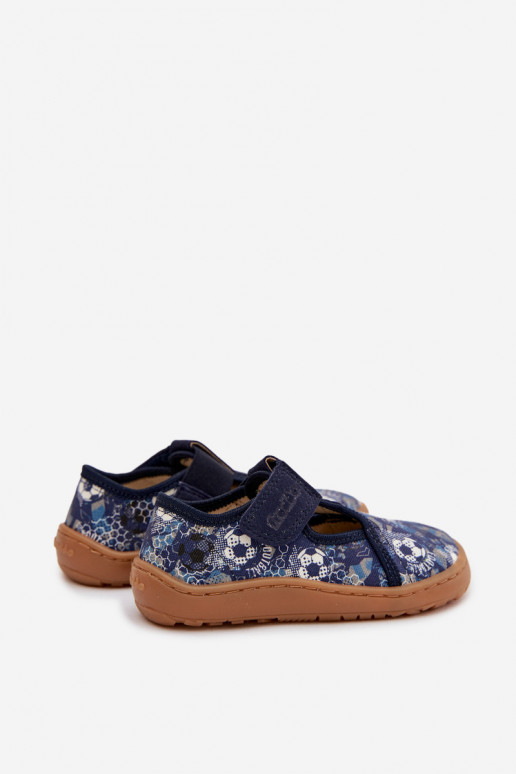 Chinelos Infantil com fixadores adesivos Barefoot Bolas Froddo Cannvas G1700439-5 cor azul