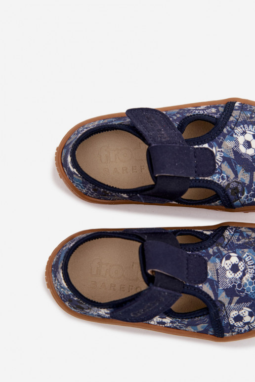 Chinelos Infantil com fixadores adesivos Barefoot Bolas Froddo Cannvas G1700439-5 cor azul