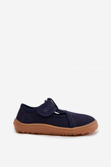 Chinelos infantis com fechos adesivos Barefoot Froddo Canvas G1700439 cor azul escuro 2