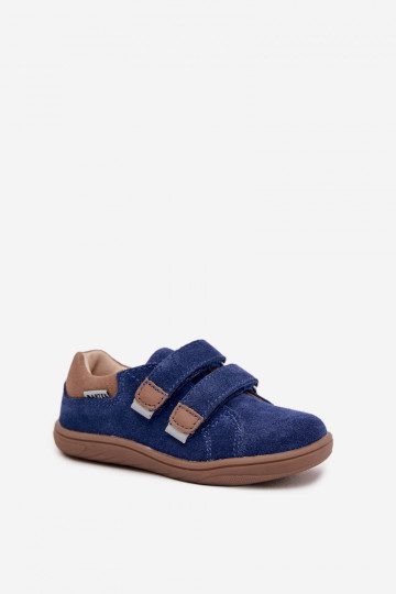 Botas barefoot infantis de couro com refletores Bartek 8600366 azul escuro