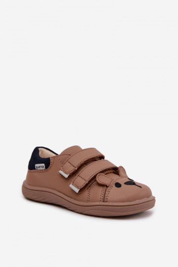 Botas barefoot infantis de couro com ursinho Bartek 8600654 areia