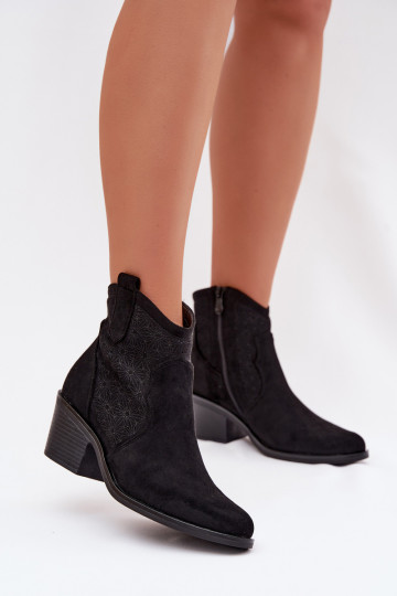 Botas femininas de renda com salto S.Barski HY61-8013 cor preta