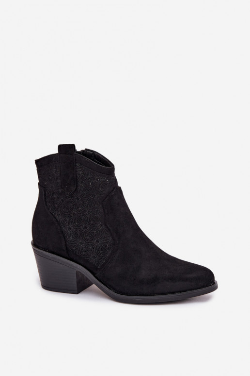 Botas a céu aberto Feminino com salto S.Barski HY61-8013 cor preta