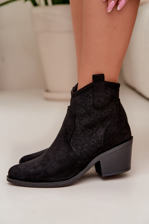 Botas a céu aberto Feminino com salto S.Barski HY61-8013 cor preta