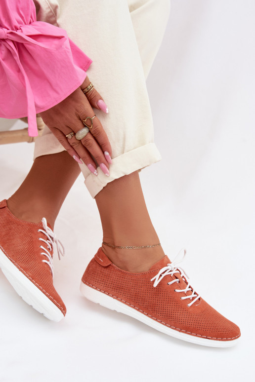 sapato FemininoHabilitadoturalnego de camurçau S.Barski LR61-7080 cor laranja