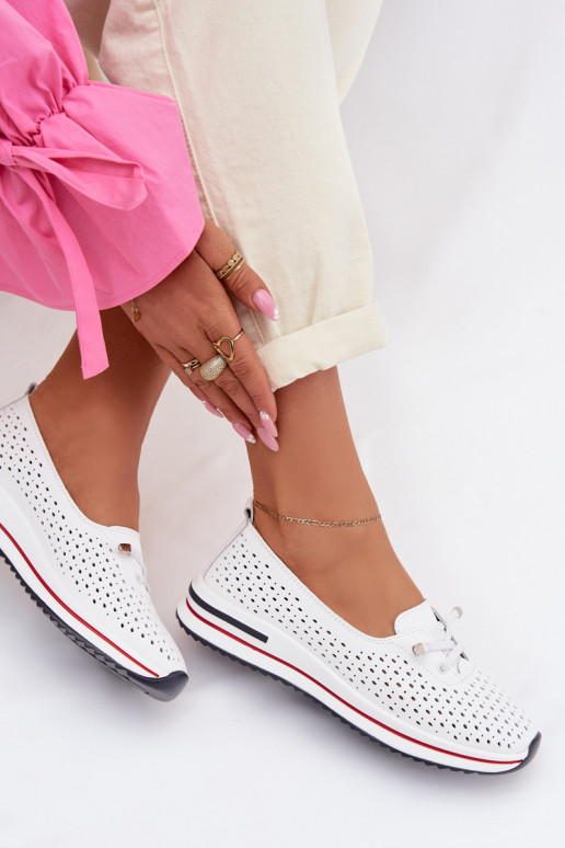 Pele com elementos abertos sapato Feminino S.Barski LR61-7044 cor branca