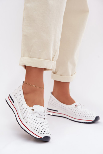 Pele com elementos abertos sapato Feminino S.Barski LR61-7044 cor branca 2