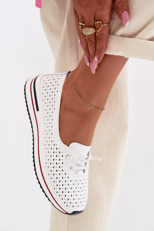 Pele com elementos abertos sapato Feminino S.Barski LR61-7044 cor branca