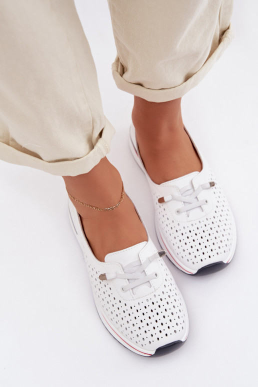 Pele com elementos abertos sapato Feminino S.Barski LR61-7044 cor branca