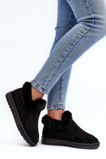 Baixo Botas de neve Feminino com um casaco de pele cor preta Pilani