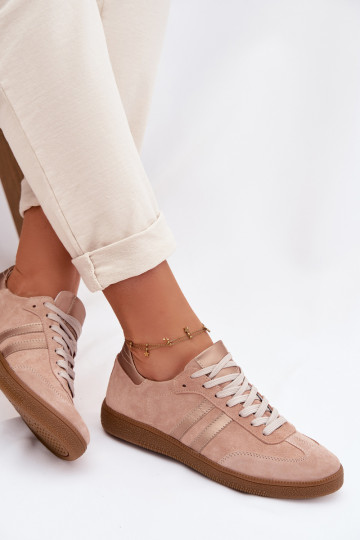 Tênis esportivos femininos em suede sintético Zazoo N1068 na cor rosa