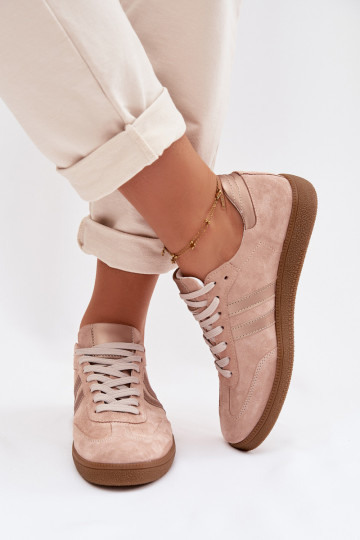 Tênis esportivos femininos em suede sintético Zazoo N1068 na cor rosa 2