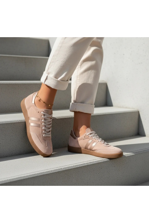 Tênis esportivos femininos em suede sintético Zazoo N1068 na cor rosa