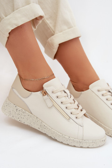 Botas de couro para mulheres com zíperes cor areia Dorothea