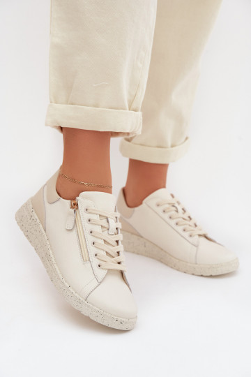 Pele sapato Feminino com zíperes bege Dorothea 2