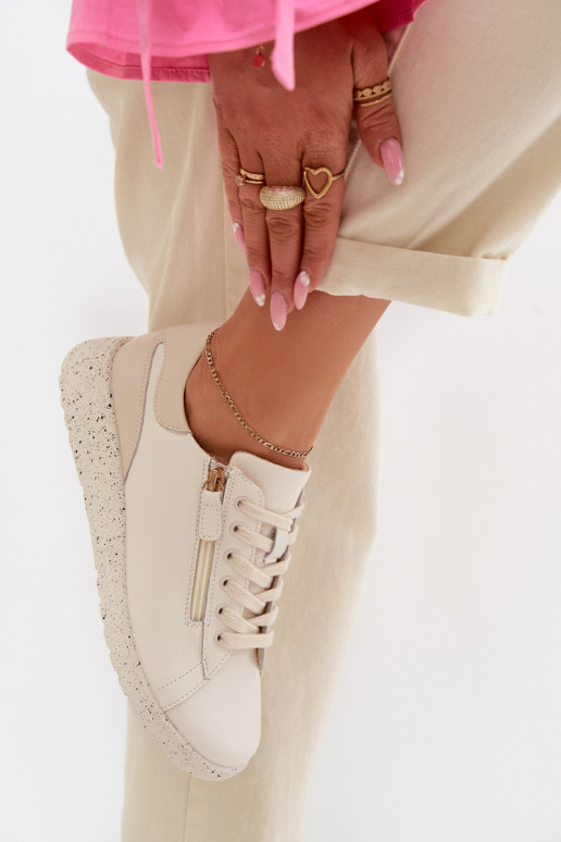 Pele sapato Feminino com zíperes bege Dorothea