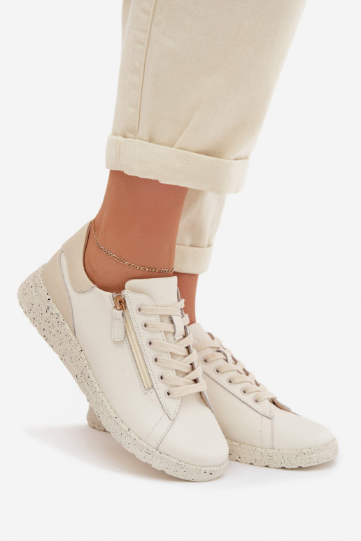 Pele sapato Feminino com zíperes bege Dorothea