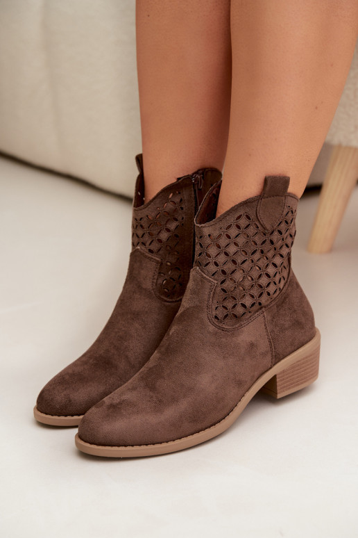 Botas a céu aberto Feminino com salto cor marrom Briavine