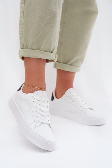 À modalo de tênis Feminino de couro ecológico Big Star TT274928 HI-POLY SYSTEM cor branca 2