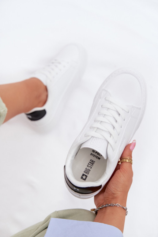 À modalo de tênis Feminino de couro ecológico Big Star TT274928 HI-POLY SYSTEM cor branca