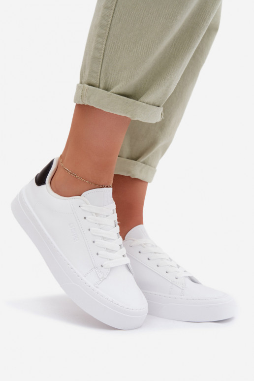 À modalo de tênis Feminino de couro ecológico Big Star TT274928 HI-POLY SYSTEM cor branca