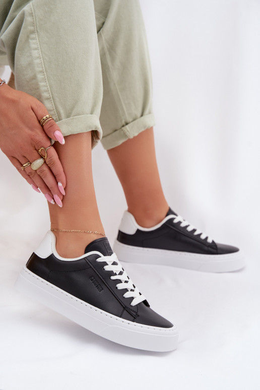 À modalo de tênis Feminino de couro ecológico Big Star TT274927 HI-POLY SYSTEM cor preta