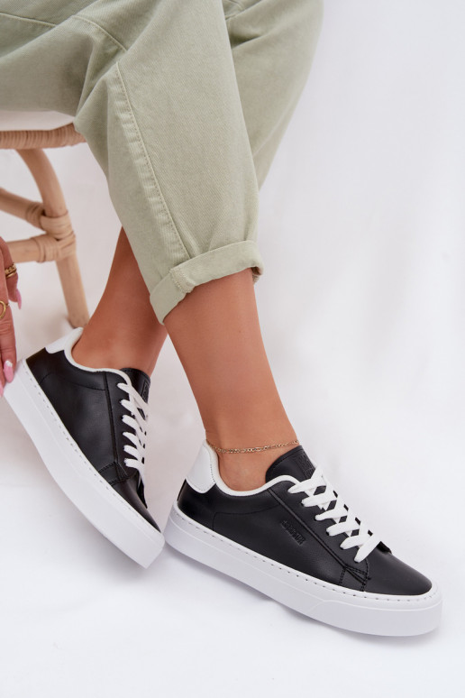 À modalo de tênis Feminino de couro ecológico Big Star TT274927 HI-POLY SYSTEM cor preta