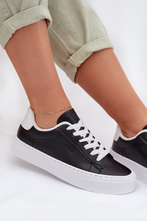 À modalo de tênis Feminino de couro ecológico Big Star TT274927 HI-POLY SYSTEM cor preta